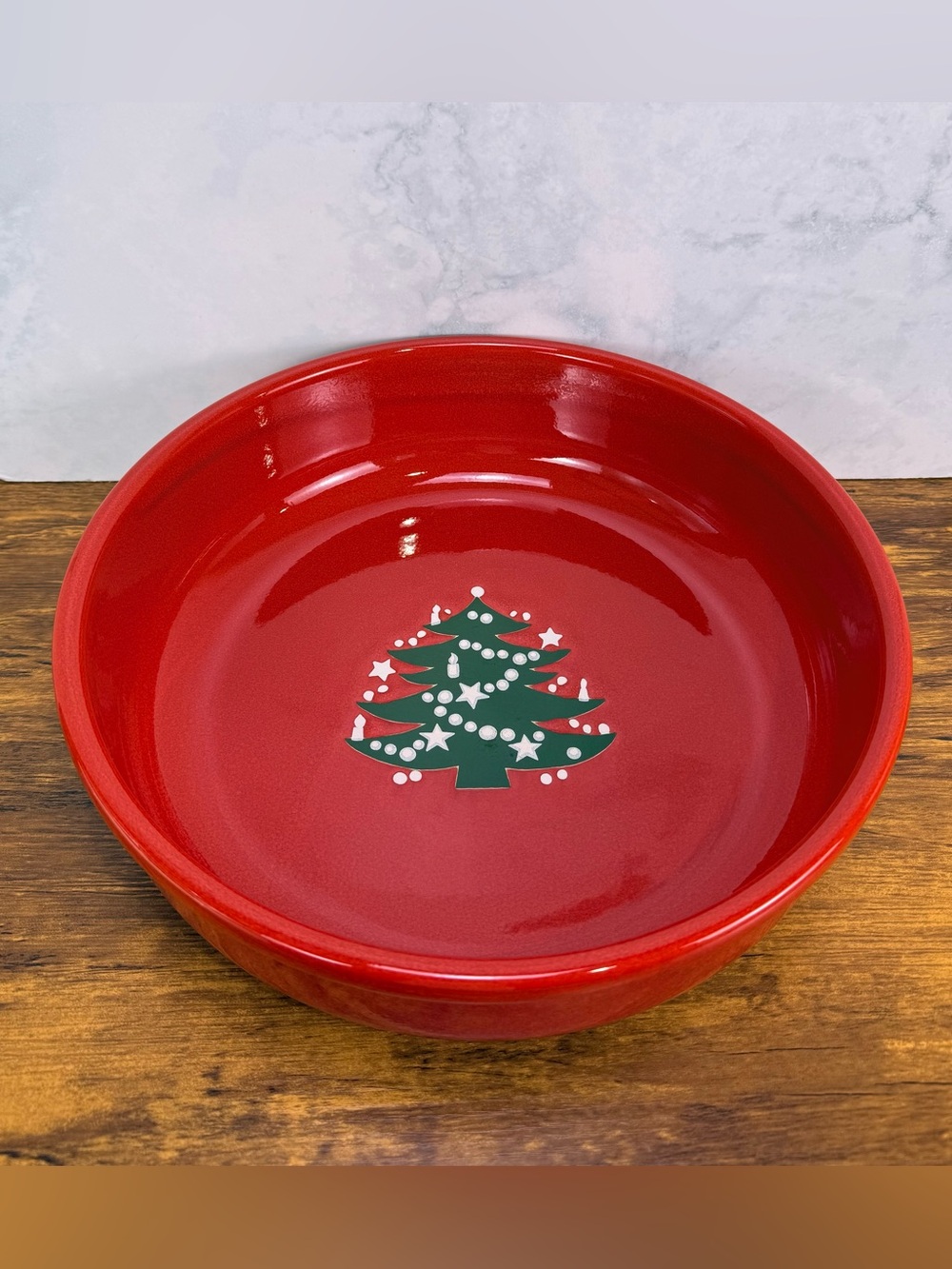 Vintage Waechtersbach West Germany 12.75” Christmas Tree Serving Bowl Red